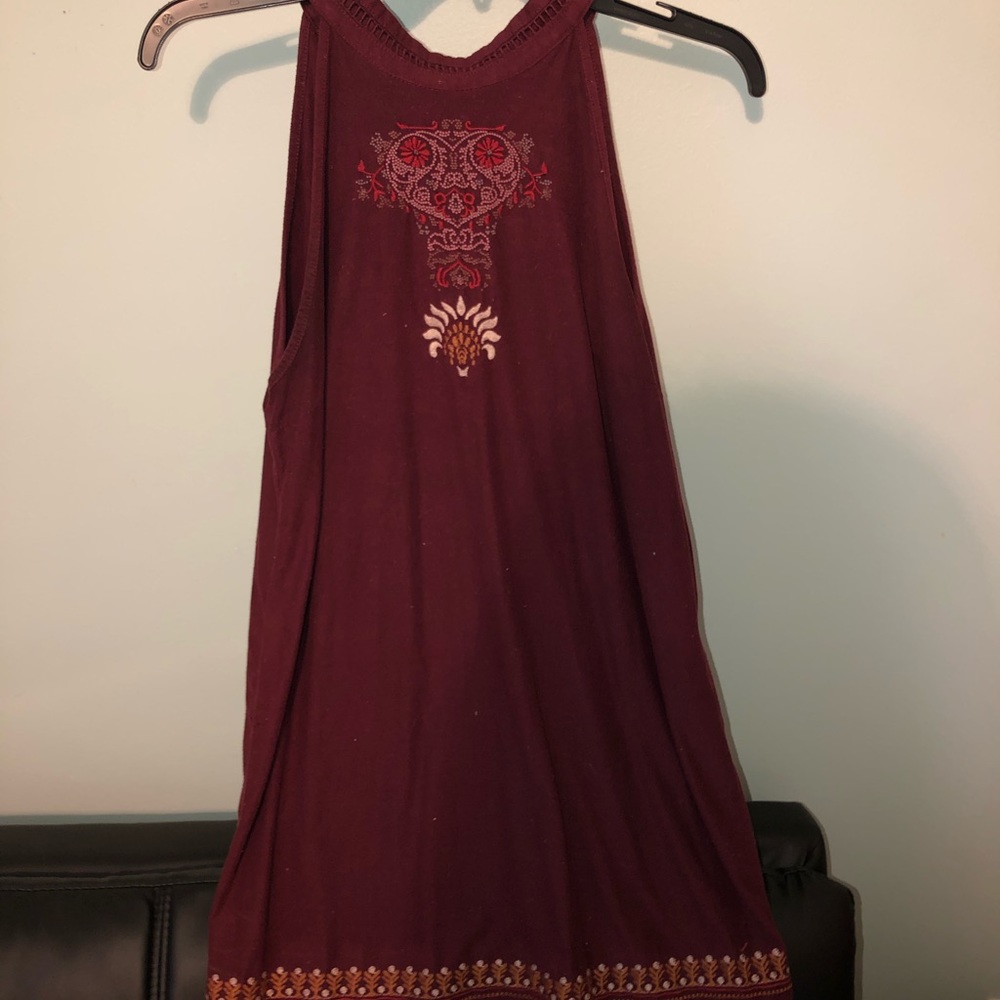 High neck maroon dress